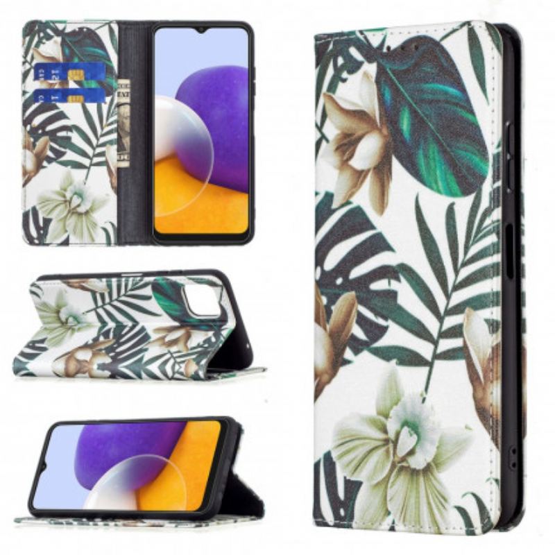 Capa De Celular Para Samsung Galaxy A22 5G Flip Folhas