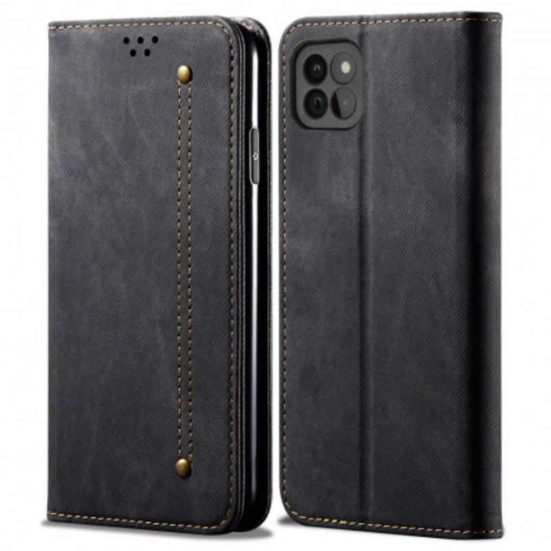 Capa De Celular Para Samsung Galaxy A22 5G Flip Tecido Jeans