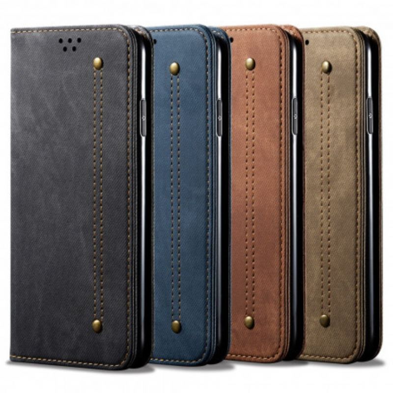 Capa De Celular Para Samsung Galaxy A22 5G Flip Tecido Jeans