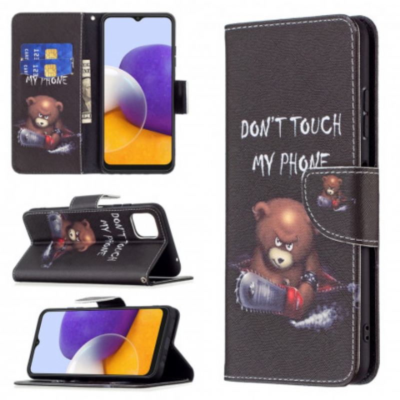 Capa De Celular Para Samsung Galaxy A22 5G Flip Urso Perigoso