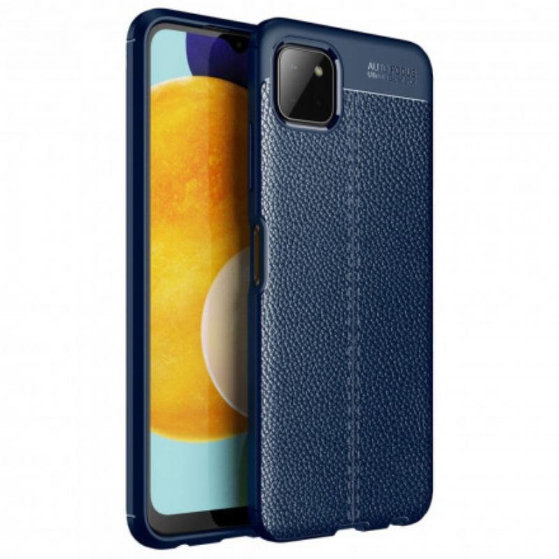 Capa De Celular Para Samsung Galaxy A22 5G Linha Dupla Efeito Couro Litchi