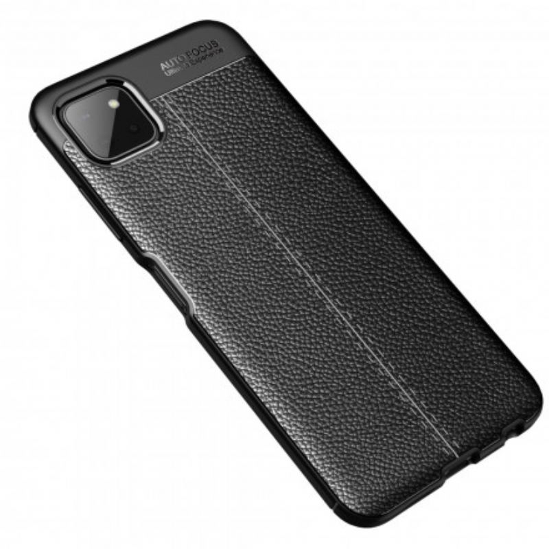 Capa De Celular Para Samsung Galaxy A22 5G Linha Dupla Efeito Couro Litchi