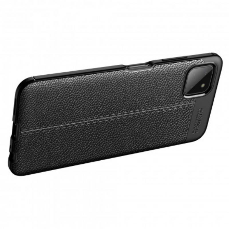 Capa De Celular Para Samsung Galaxy A22 5G Linha Dupla Efeito Couro Litchi