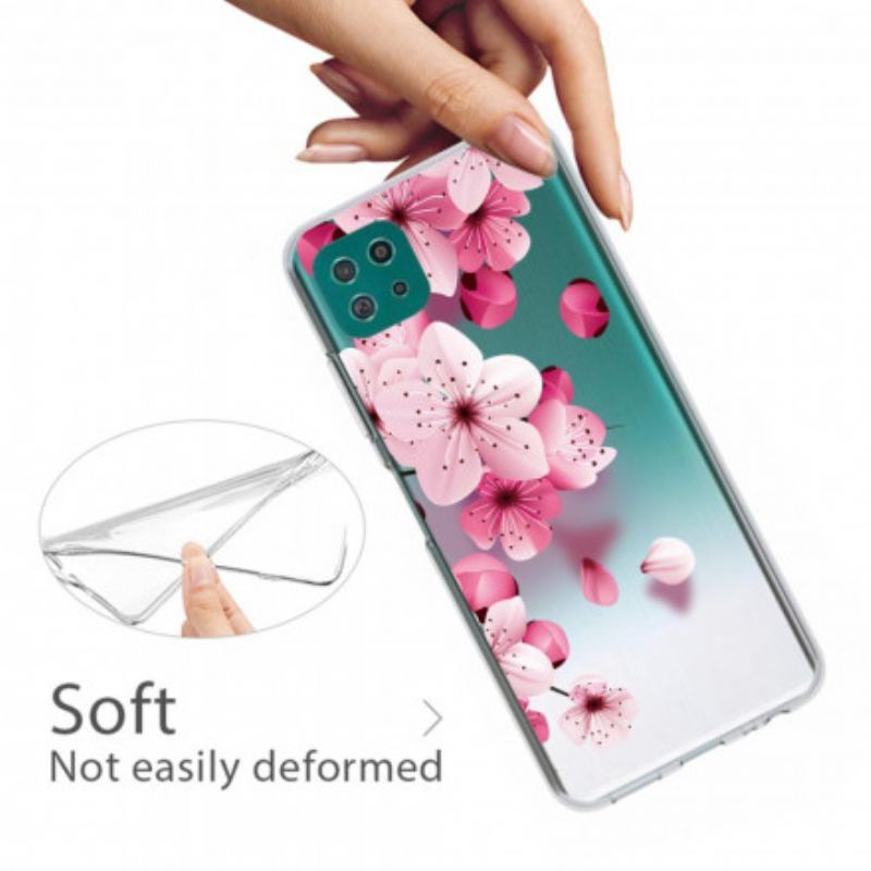 Capa De Celular Para Samsung Galaxy A22 5G Pequenas Flores Cor De Rosa