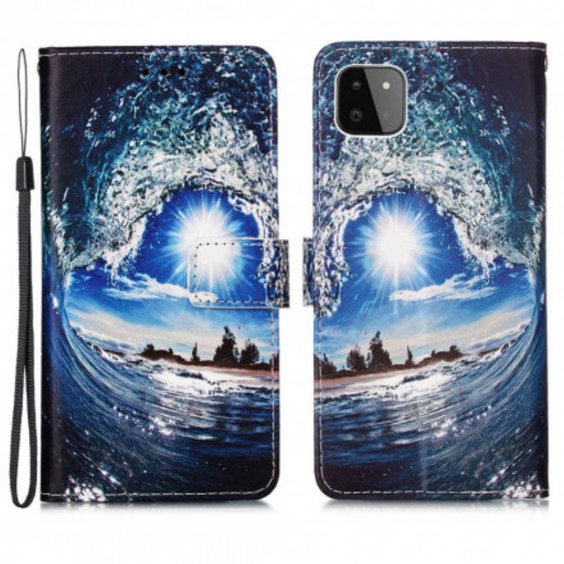 Capa De Couro Para Samsung Galaxy A22 5G Ama A Onda