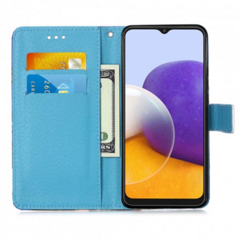 Capa De Couro Para Samsung Galaxy A22 5G Ama A Onda