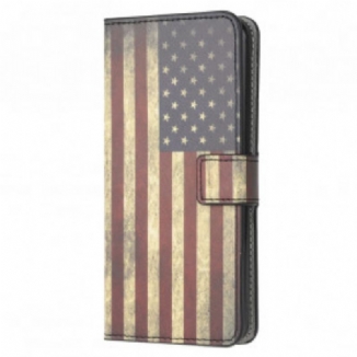 Capa De Couro Para Samsung Galaxy A22 5G Bandeira Americana