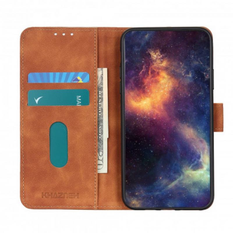 Capa De Couro Para Samsung Galaxy A22 5G Efeito Couro Fosco Vintage Khazneh