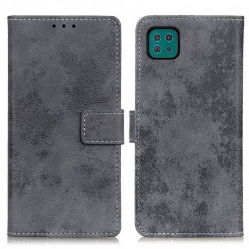 Capa De Couro Para Samsung Galaxy A22 5G Efeito Couro Vintage