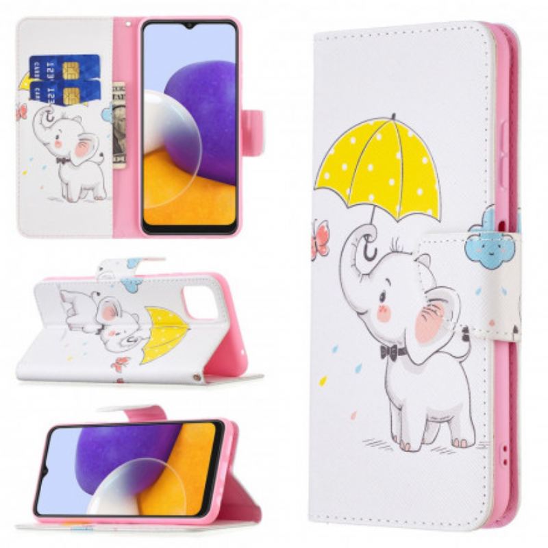 Capa De Couro Para Samsung Galaxy A22 5G Elefante Bébé