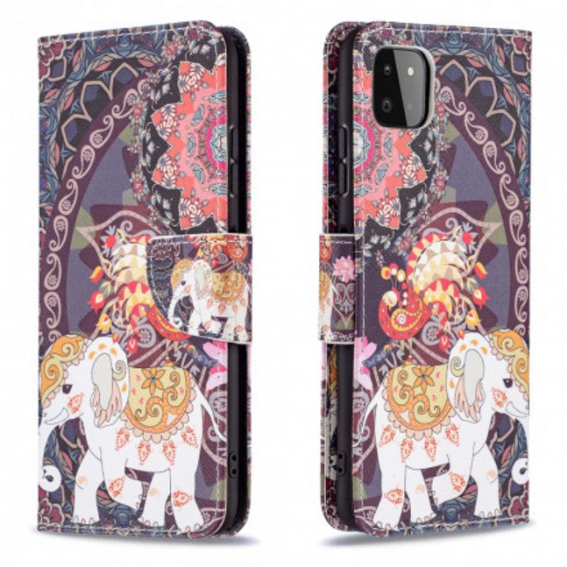 Capa De Couro Para Samsung Galaxy A22 5G Elefante Indiano