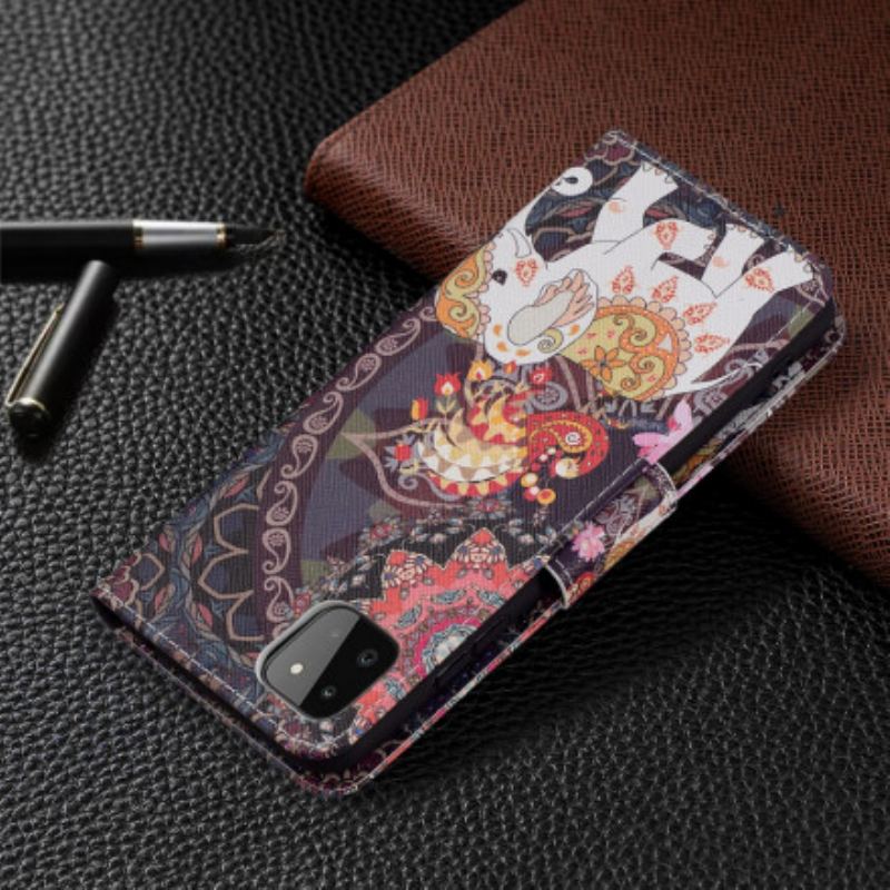 Capa De Couro Para Samsung Galaxy A22 5G Elefante Indiano