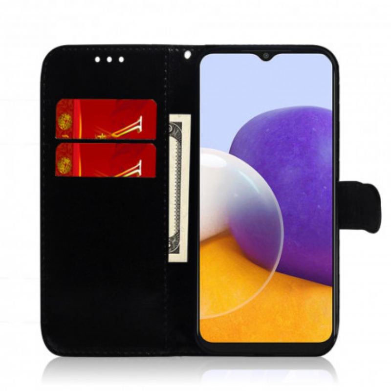 Capa De Couro Para Samsung Galaxy A22 5G Capa De Espelho De Couro Sintético