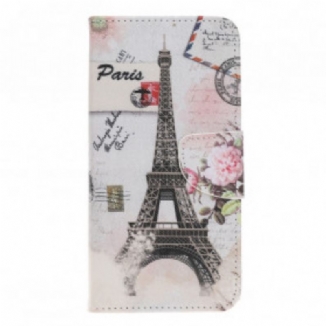 Capa De Couro Para Samsung Galaxy A22 5G Torre Eiffel Retrô