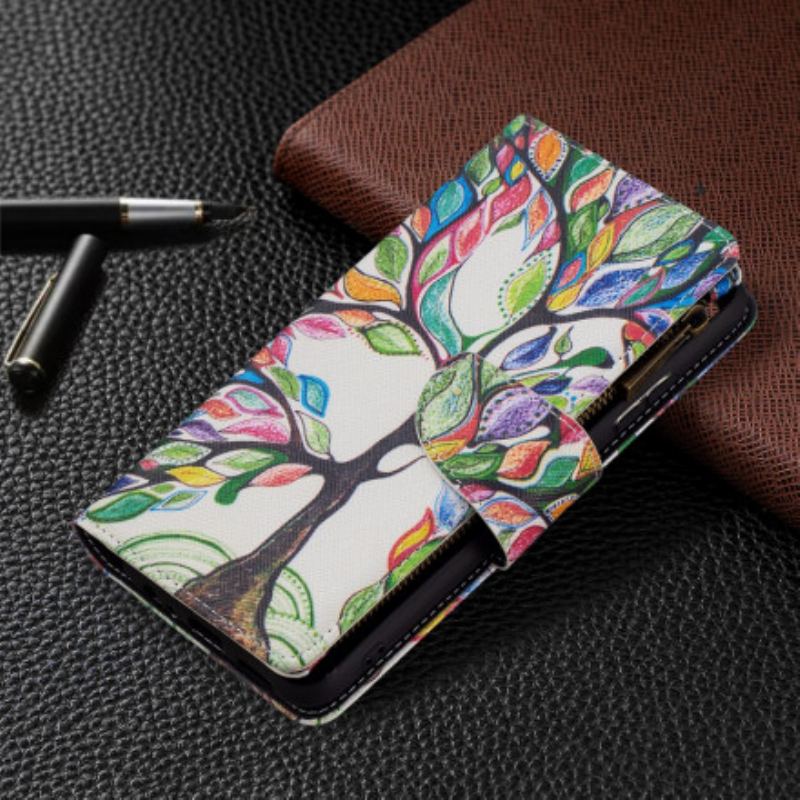 Capa Em Pele Para Samsung Galaxy A22 5G Bolso De Árvore Com Zíper