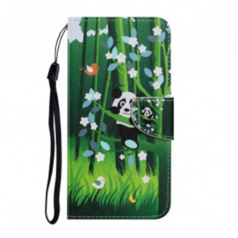 Capa Em Pele Para Samsung Galaxy A22 5G Caminhada Do Panda