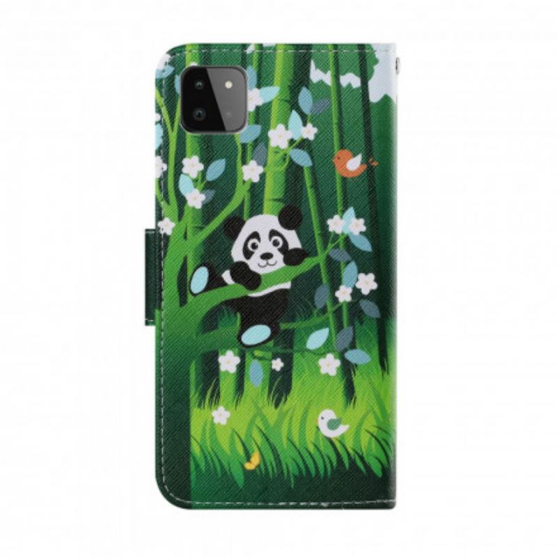 Capa Em Pele Para Samsung Galaxy A22 5G Caminhada Do Panda