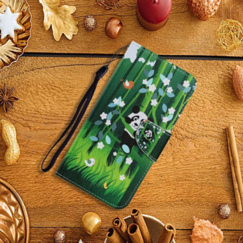 Capa Em Pele Para Samsung Galaxy A22 5G Caminhada Do Panda