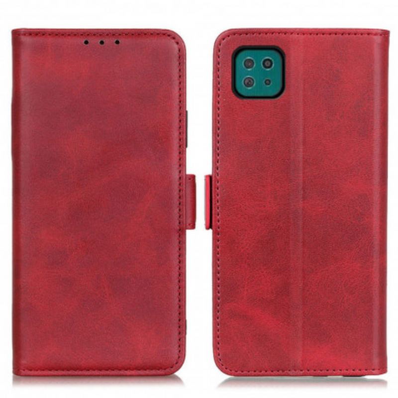 Capa Em Pele Para Samsung Galaxy A22 5G Flip Aba Dupla