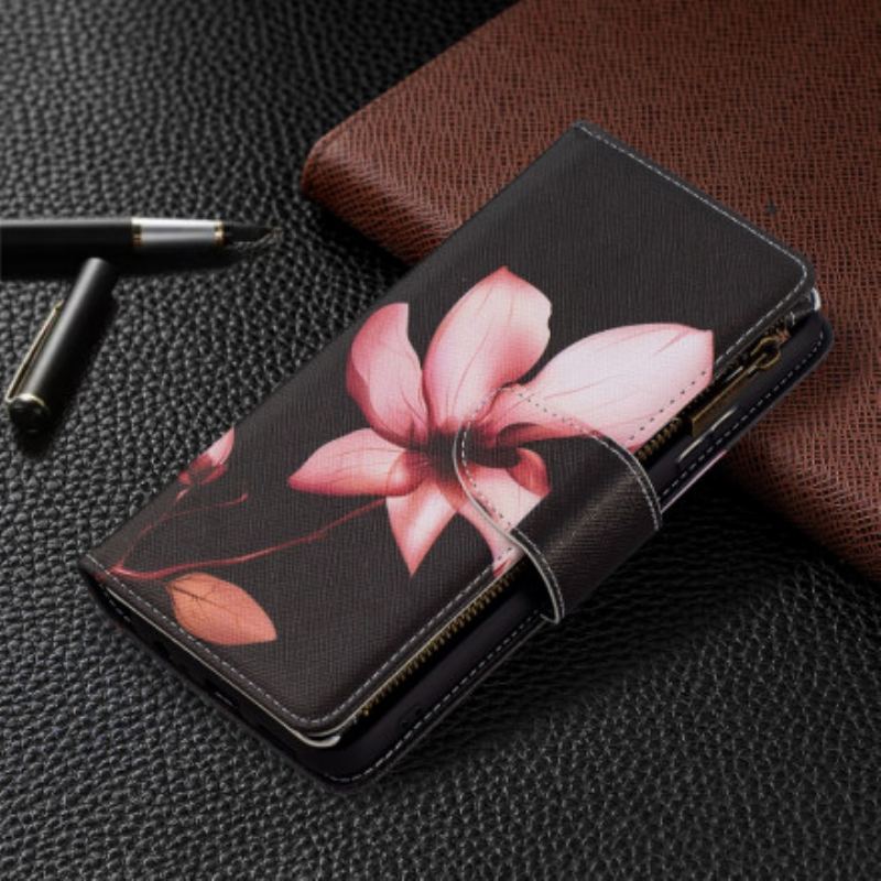 Capa Flip Para Samsung Galaxy A22 5G Bolso Com Zíper Flor