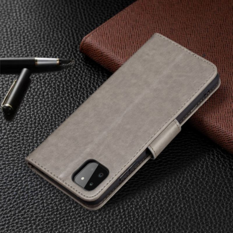 Capa Flip Para Samsung Galaxy A22 5G Borboletas Voando Com Cordão