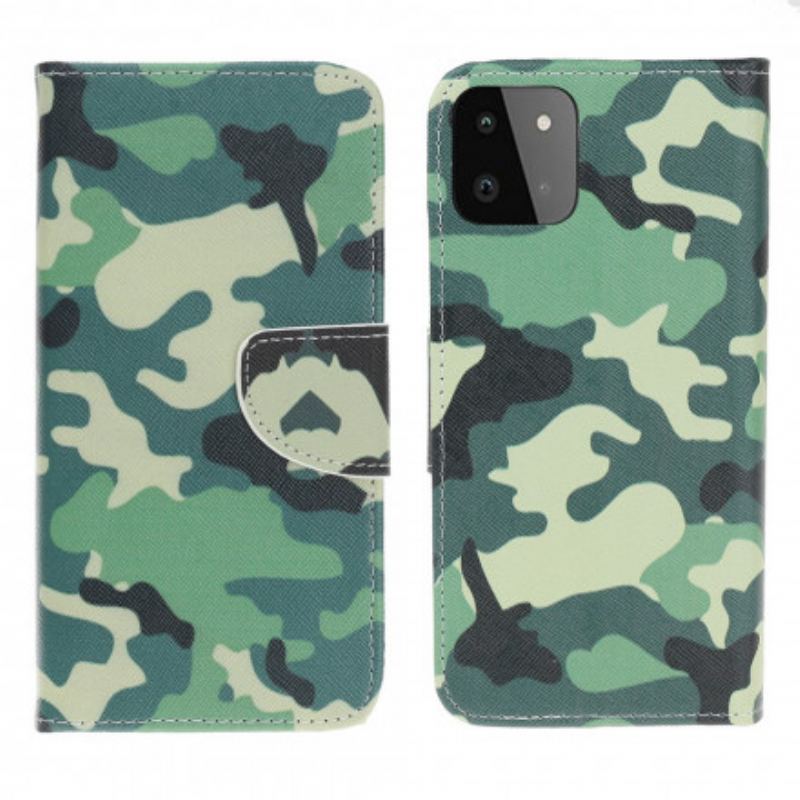 Capa Flip Para Samsung Galaxy A22 5G Camuflagem Militar