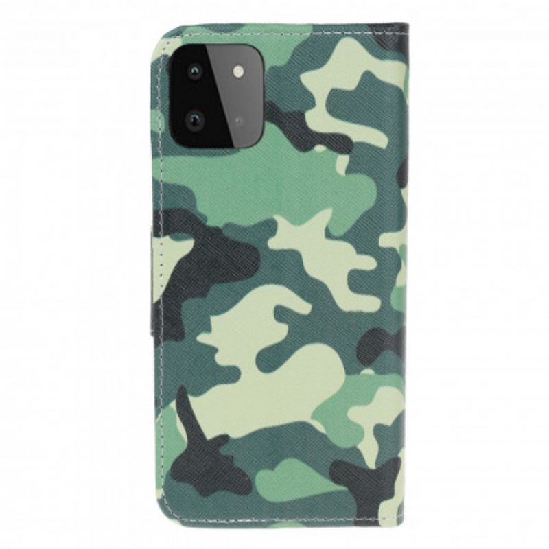 Capa Flip Para Samsung Galaxy A22 5G Camuflagem Militar