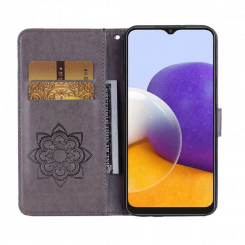 Capa Flip Para Samsung Galaxy A22 5G Coruja Mandala E Charme