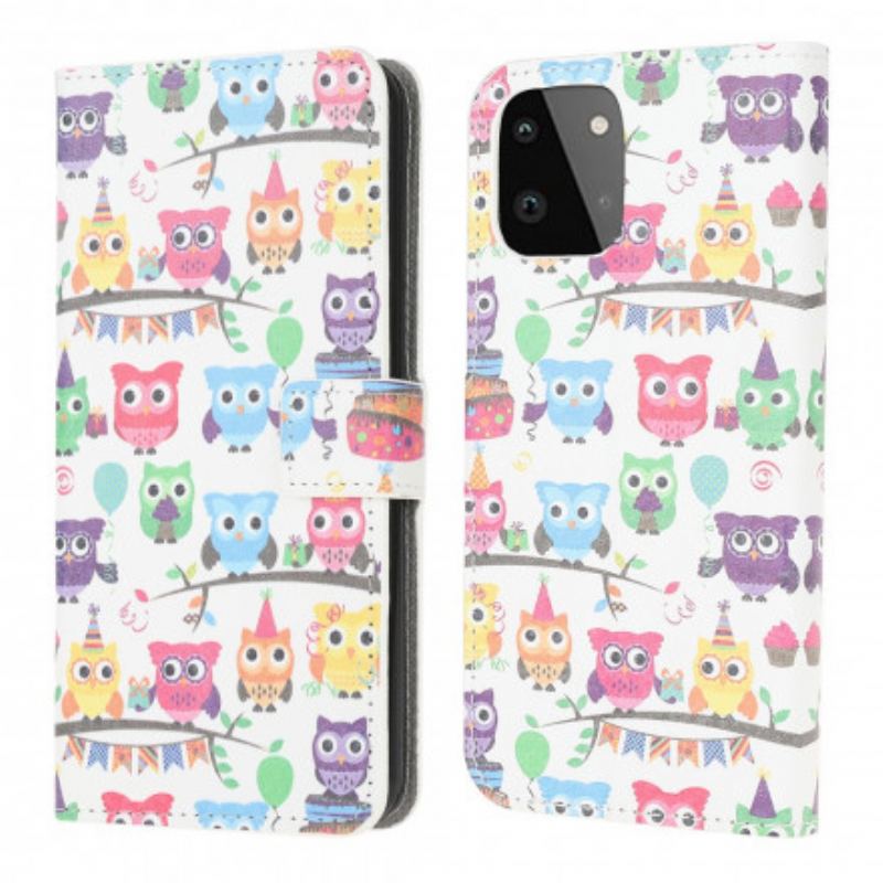 Capa Flip Para Samsung Galaxy A22 5G Corujas