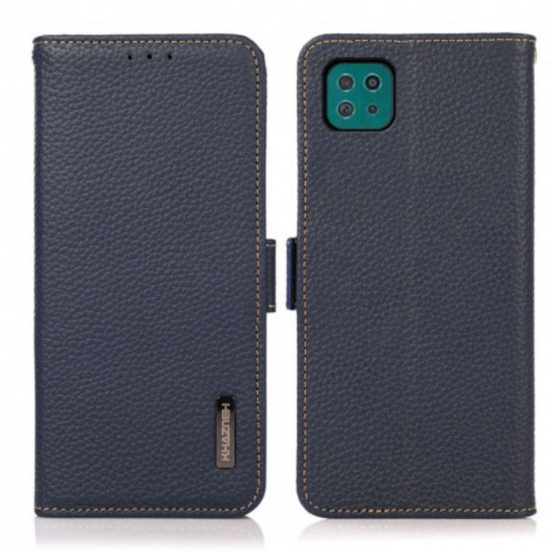 Capa Flip Para Samsung Galaxy A22 5G Couro De Lichia Khazneh Rfid