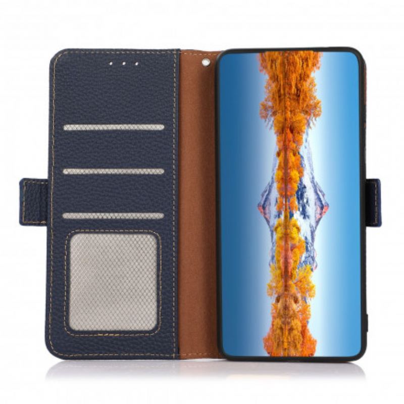 Capa Flip Para Samsung Galaxy A22 5G Couro De Lichia Khazneh Rfid