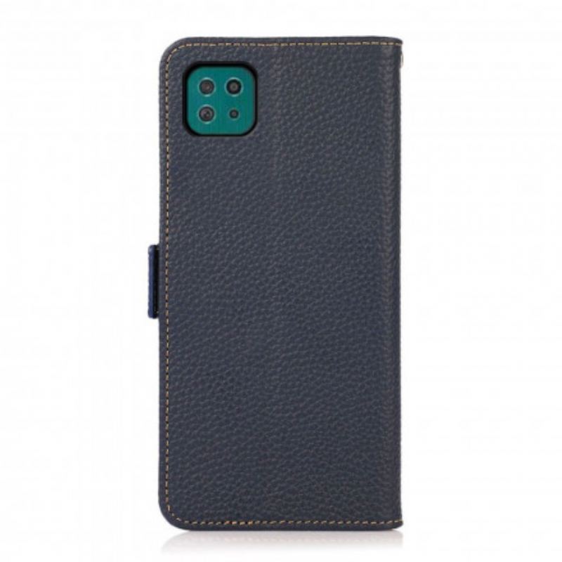 Capa Flip Para Samsung Galaxy A22 5G Couro De Lichia Khazneh Rfid