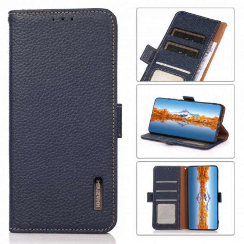 Capa Flip Para Samsung Galaxy A22 5G Couro De Lichia Khazneh Rfid