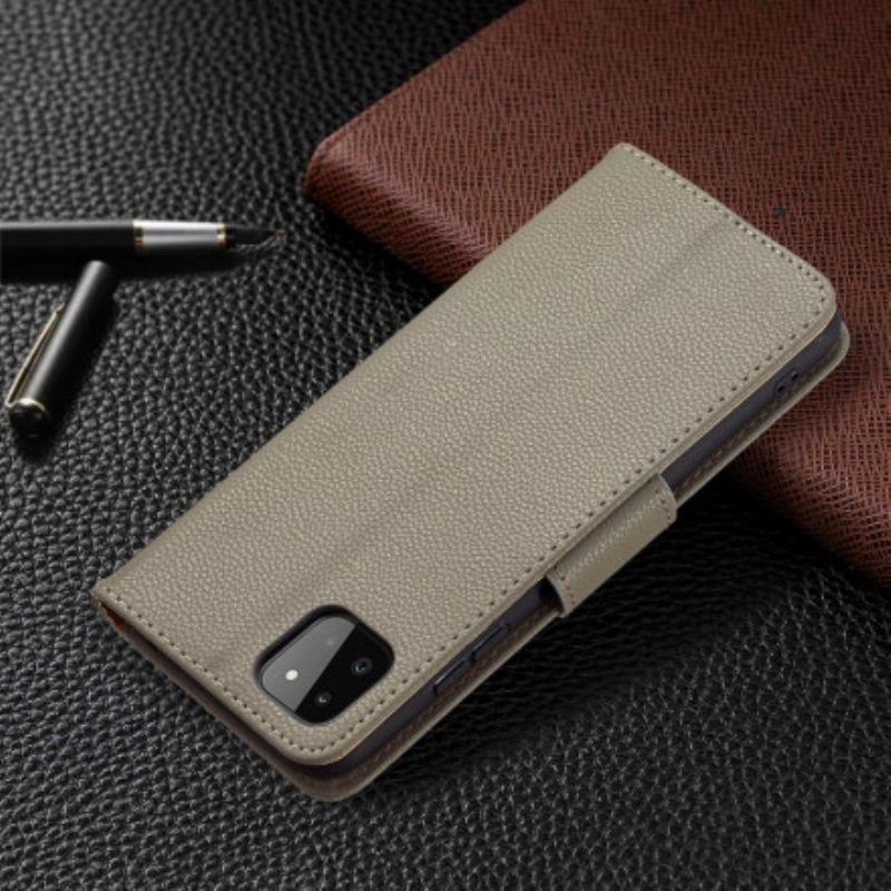 Capa Flip Para Samsung Galaxy A22 5G De Couro Lichia Rabat Oblíqua