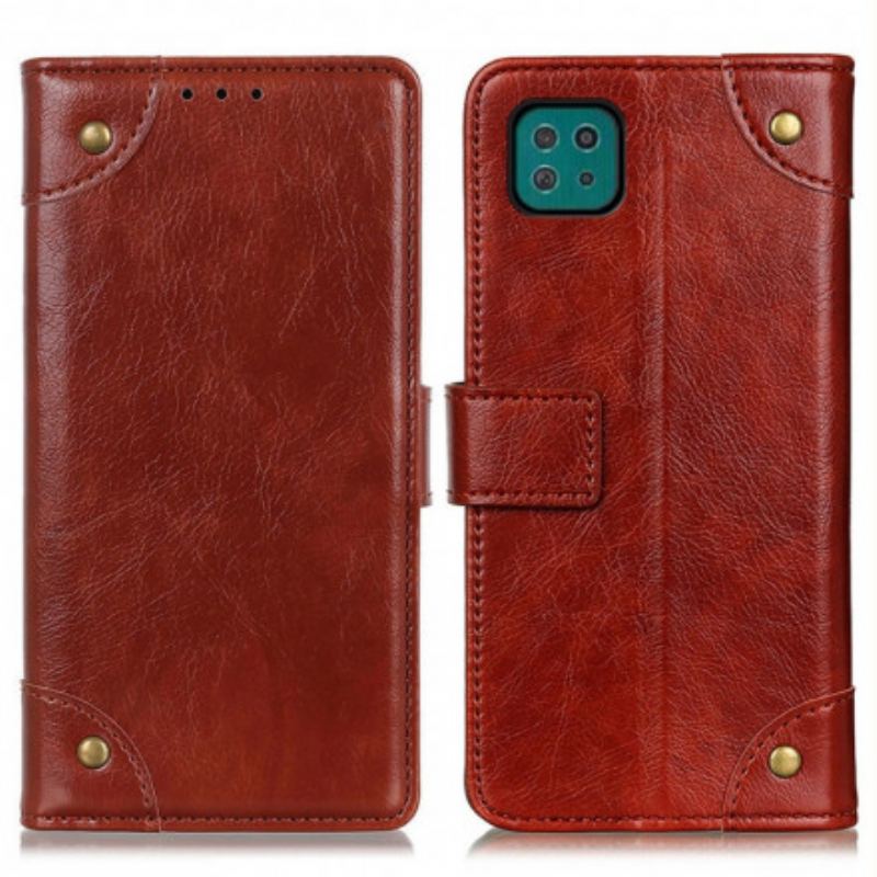 Capa Flip Para Samsung Galaxy A22 5G Efeito Couro Napa Antigo