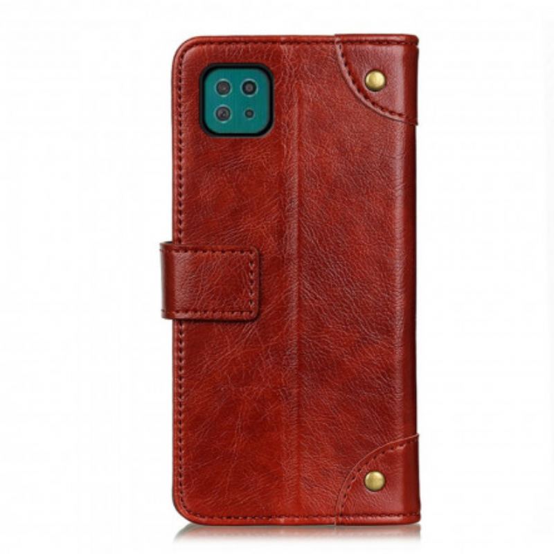 Capa Flip Para Samsung Galaxy A22 5G Efeito Couro Napa Antigo