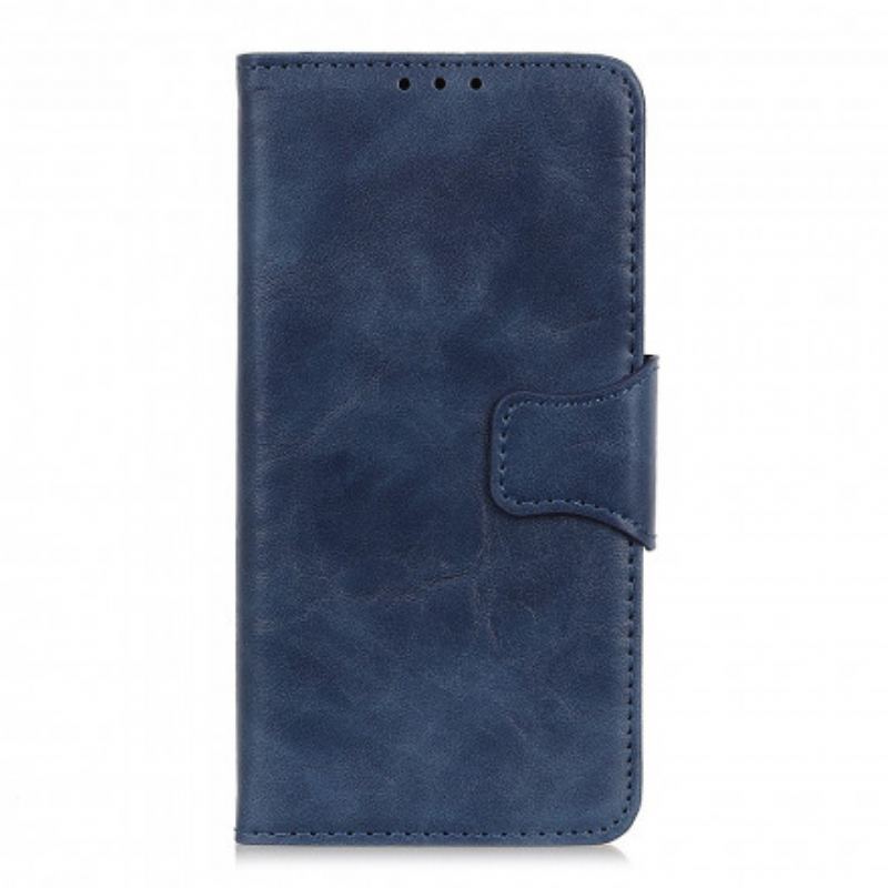 Capa Flip Para Samsung Galaxy A22 5G Fecho Reversível De Couro Rachado