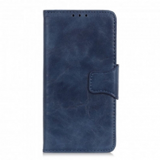 Capa Flip Para Samsung Galaxy A22 5G Fecho Reversível De Couro Rachado