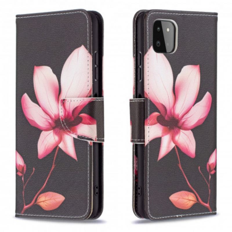 Capa Flip Para Samsung Galaxy A22 5G Flor Rosa