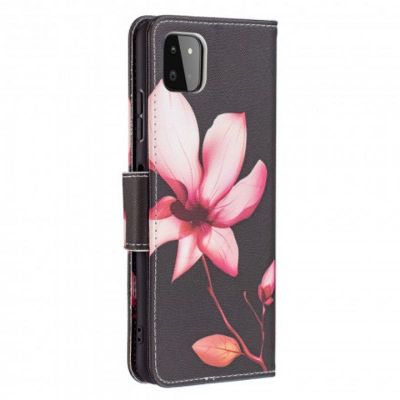 Capa Flip Para Samsung Galaxy A22 5G Flor Rosa