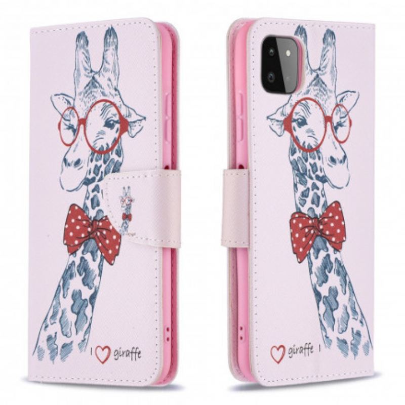 Capa Flip Para Samsung Galaxy A22 5G Girafa Inteligente