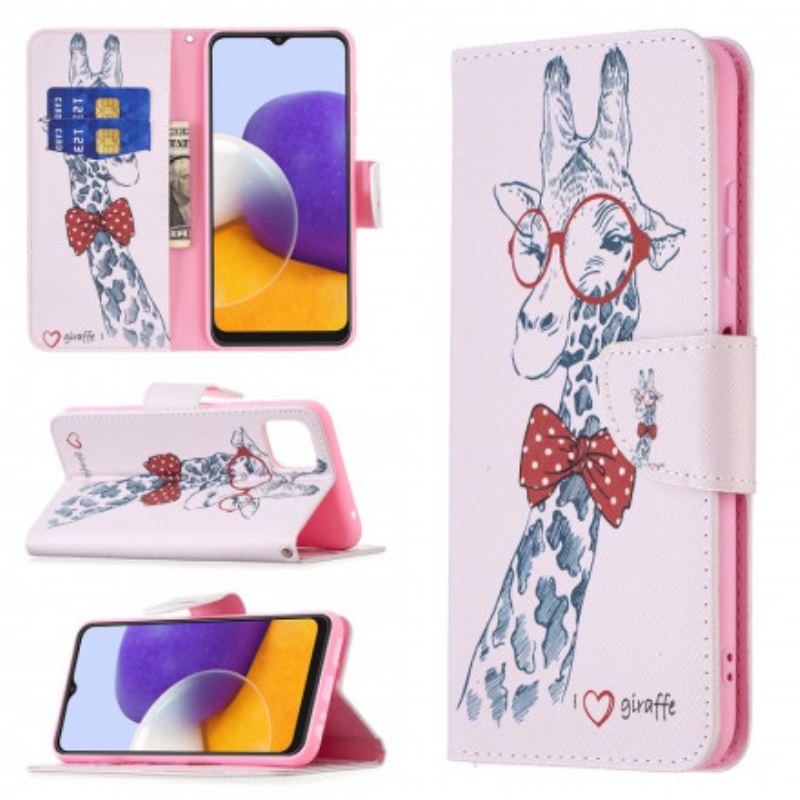 Capa Flip Para Samsung Galaxy A22 5G Girafa Inteligente