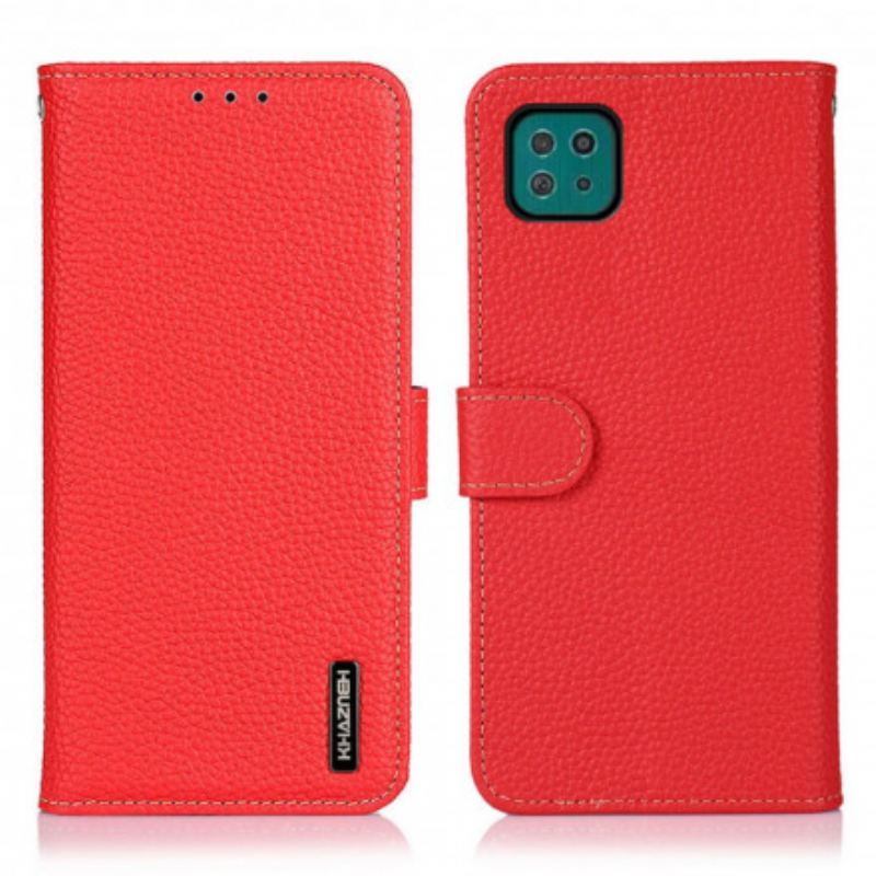 Capa Flip Para Samsung Galaxy A22 5G Khazneh Lichia Couro