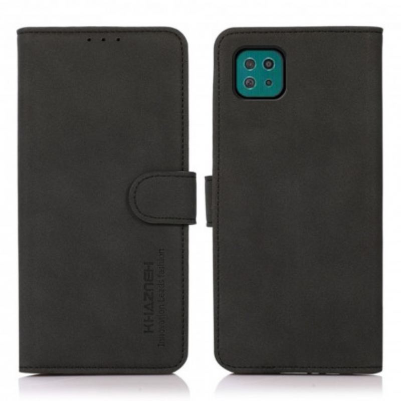 Capa Flip Para Samsung Galaxy A22 5G Khazneh Moda Efeito Couro