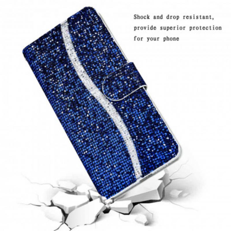 Capa Flip Para Samsung Galaxy A22 5G Lantejoulas Design S