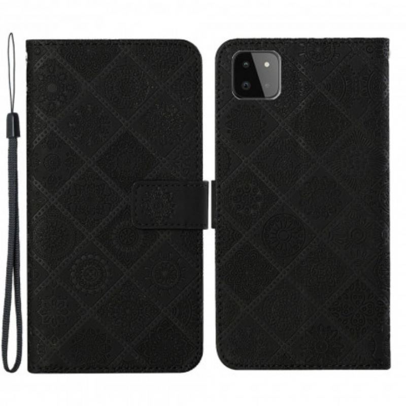 Capa Flip Para Samsung Galaxy A22 5G Padrão De Tapeçaria