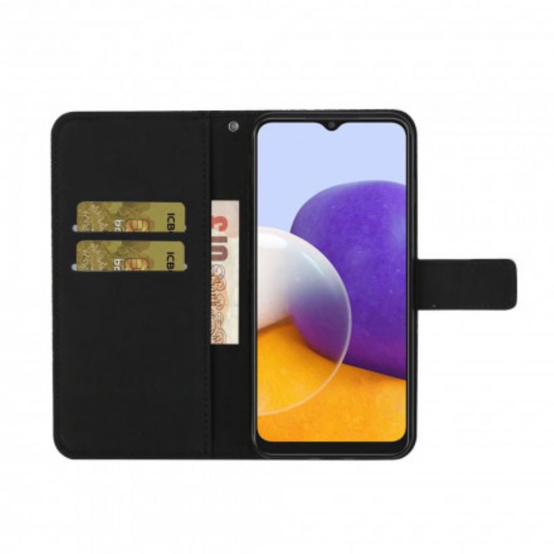 Capa Flip Para Samsung Galaxy A22 5G Padrão De Tapeçaria