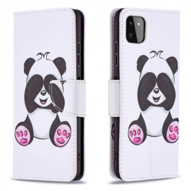 Capa Flip Para Samsung Galaxy A22 5G Panda Divertido