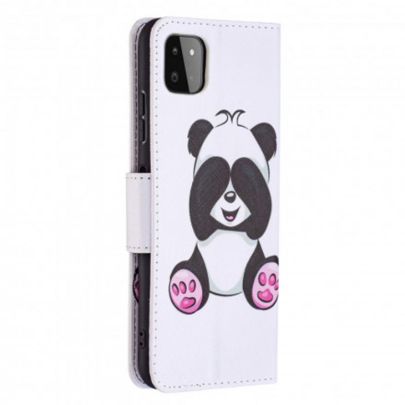 Capa Flip Para Samsung Galaxy A22 5G Panda Divertido