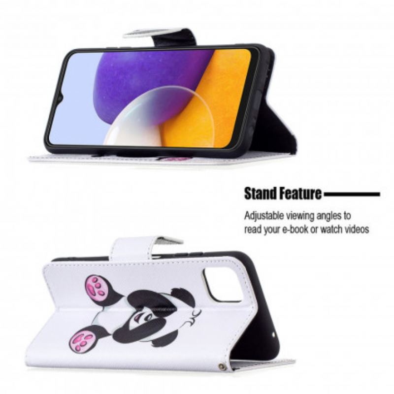 Capa Flip Para Samsung Galaxy A22 5G Panda Divertido